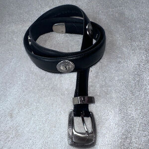 NWOT Men's Size 36 PGA TOUR Black Leather Golf Belt with Silver Buckle & Rivets